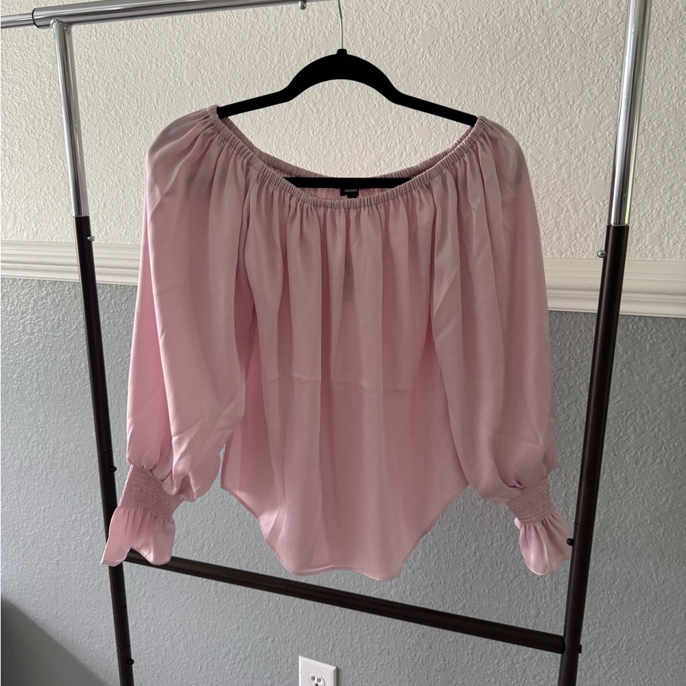 Express Light Pink Off-Shoulder Blouse